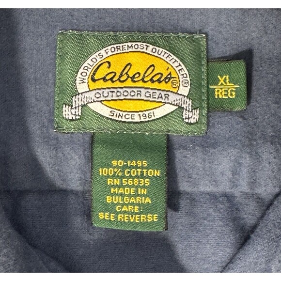 Cabela's Chamois Shirt Mens XL Blue Heavy Flannel Button Up - Picture 3 of 9
